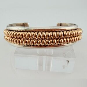 Navajo sterling Tahe cuff with 12k gold fill